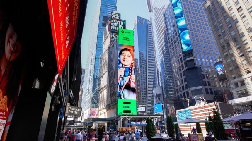 Nazia Hassan Shines On Times Square’s Billboard As EQUAL Ambassador