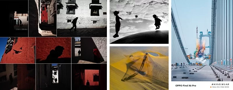 Sliver Award winners:Left: “People around Tashilunpo Monastery” by Zhijie Yang (China), Shot on OPPO Find X6 Pro Upper-middle: “Dancing with the wind” by BeiShanHuangTu (China), Shot on OPPO Find N2 Lower-middle: “Catch Fish In The Net” by DO ANH VU (Vietnam), Shot on OPPO Find X6 Pro Right: “Harp Concerto” by Huo Qiu (China), Shot on OPPO Find X6 Pro