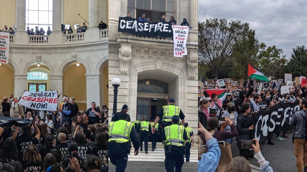 Jewish American Rally American Jews Rally for Palestine Ceasefire Inside US Congress