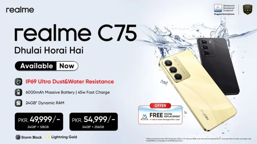 realme C75: Pakistan's First IP69 Rated Smartphone with 1-Year Water Damage Warranty