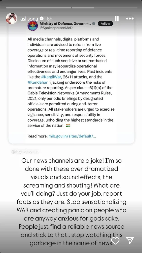 Sonakshi Sinha Slams Indian Media for Spreading Fake War News Amid India-Pakistan Tensions