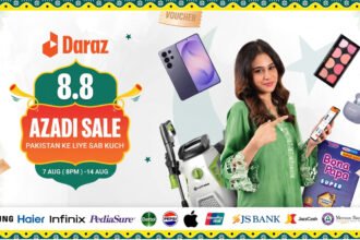 Daraz Pakistan 8.8 Azadi Sale 2026 offering up to 80 percent discounts with Shop & Win prizes for Independence Day